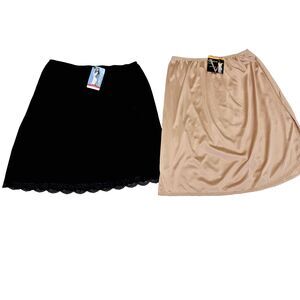 Lot of 2 NWT Women's Half Slips Jockie (Black) and Vassarette (Beige) 20" SZ M